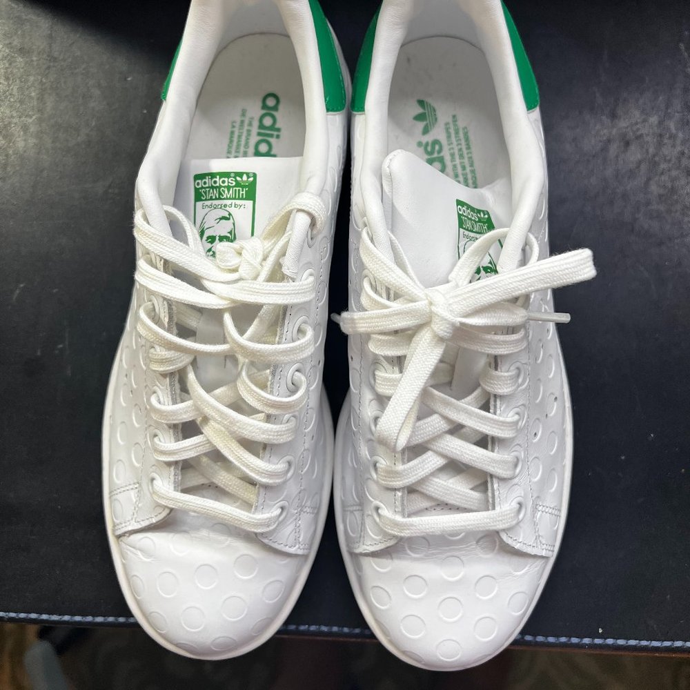 Adidas Stan Smith Green & White Embossed Polka Dot Sneakers